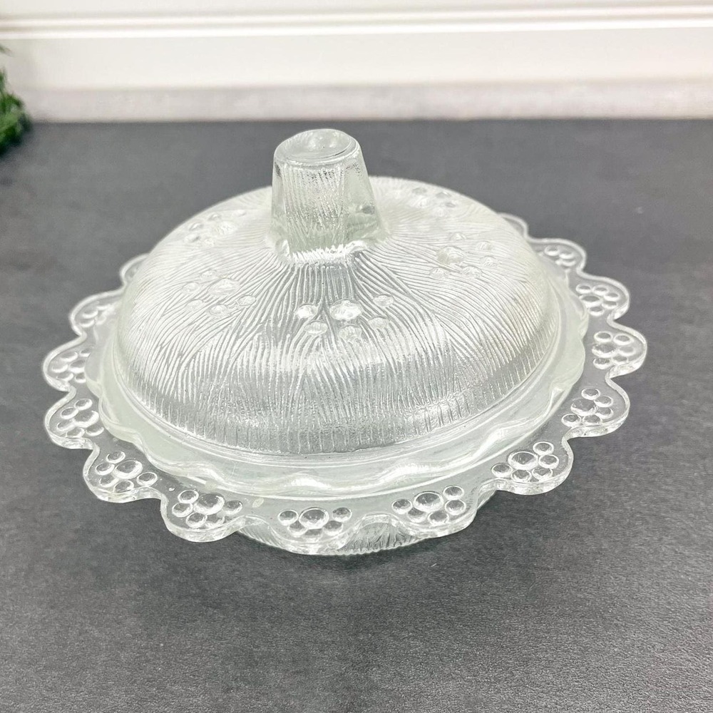 Vintage Indiana Glass Candy Dish – Clear Depression Glass,‎ Lidded Cannister